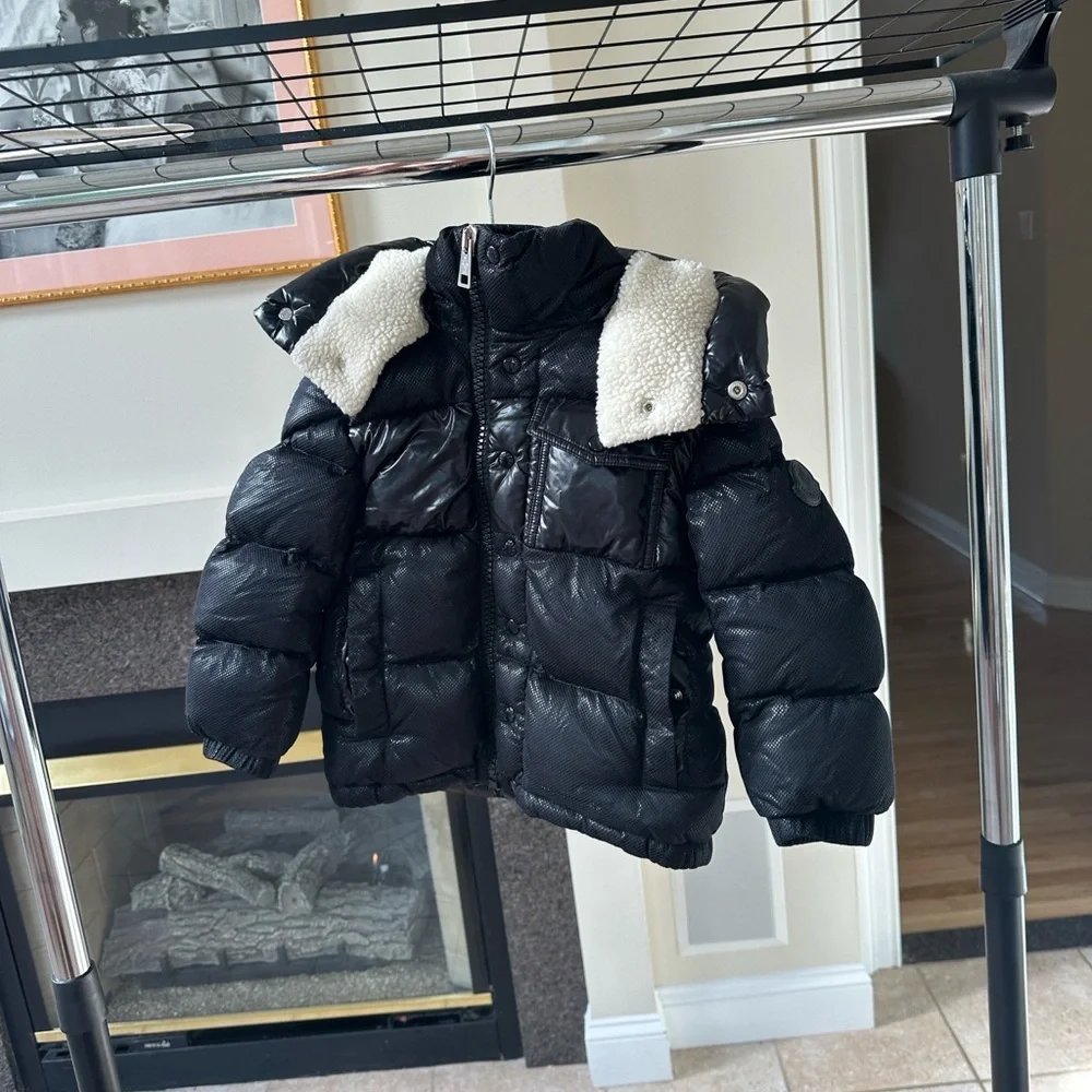 Moncler DEMIR GIUBBOTTO Hooded Down Jacket Kids black puffer coat